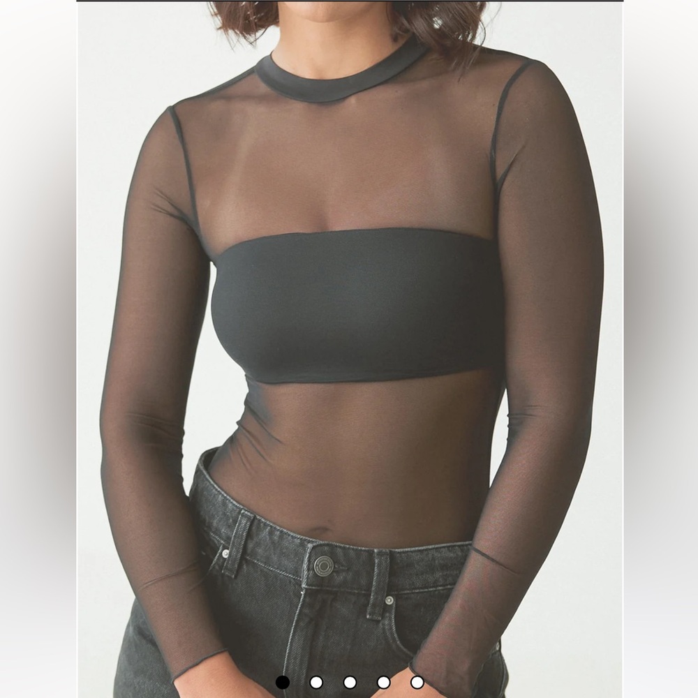 Klassy Network Sheer Black Mesh Long Sleeve Top